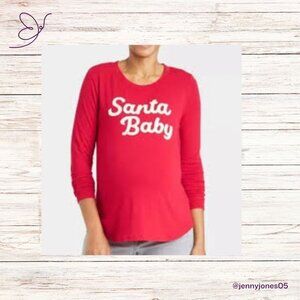 Isabel Maternity Red Long Sleeve Christmas Santa Baby Shirt - Size Small - NWT